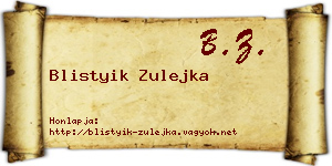Blistyik Zulejka névjegykártya